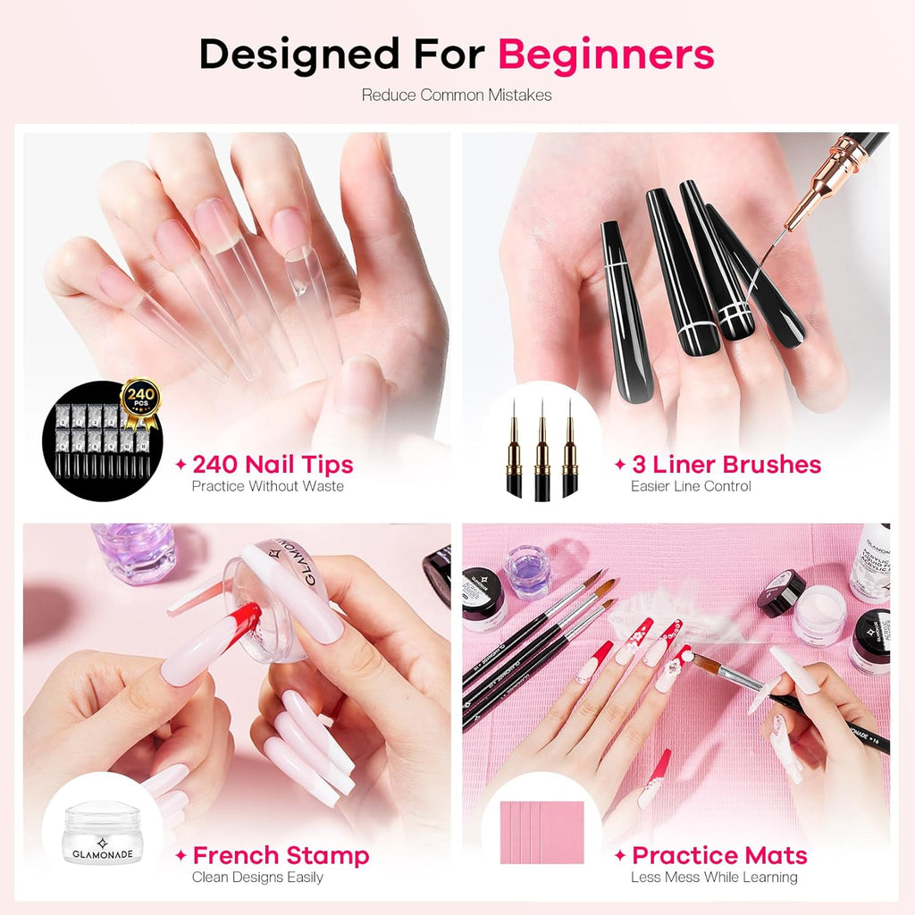 Acrylic Nail Kit for Beginners: Prep to Finish Home Practice DIY | Everything You Need for Beautiful First-Set Results, Smooth Application & Salon-Looking Nails