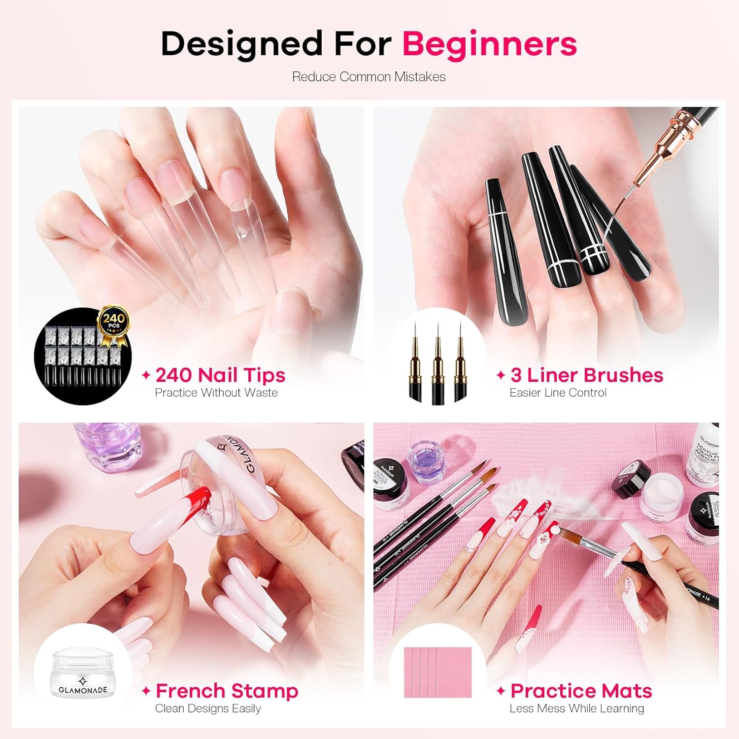 Acrylic Nail Kit for Beginners: Prep to Finish Home Practice DIY | Everything You Need for Beautiful First-Set Results, Smooth Application & Salon-Looking Nails