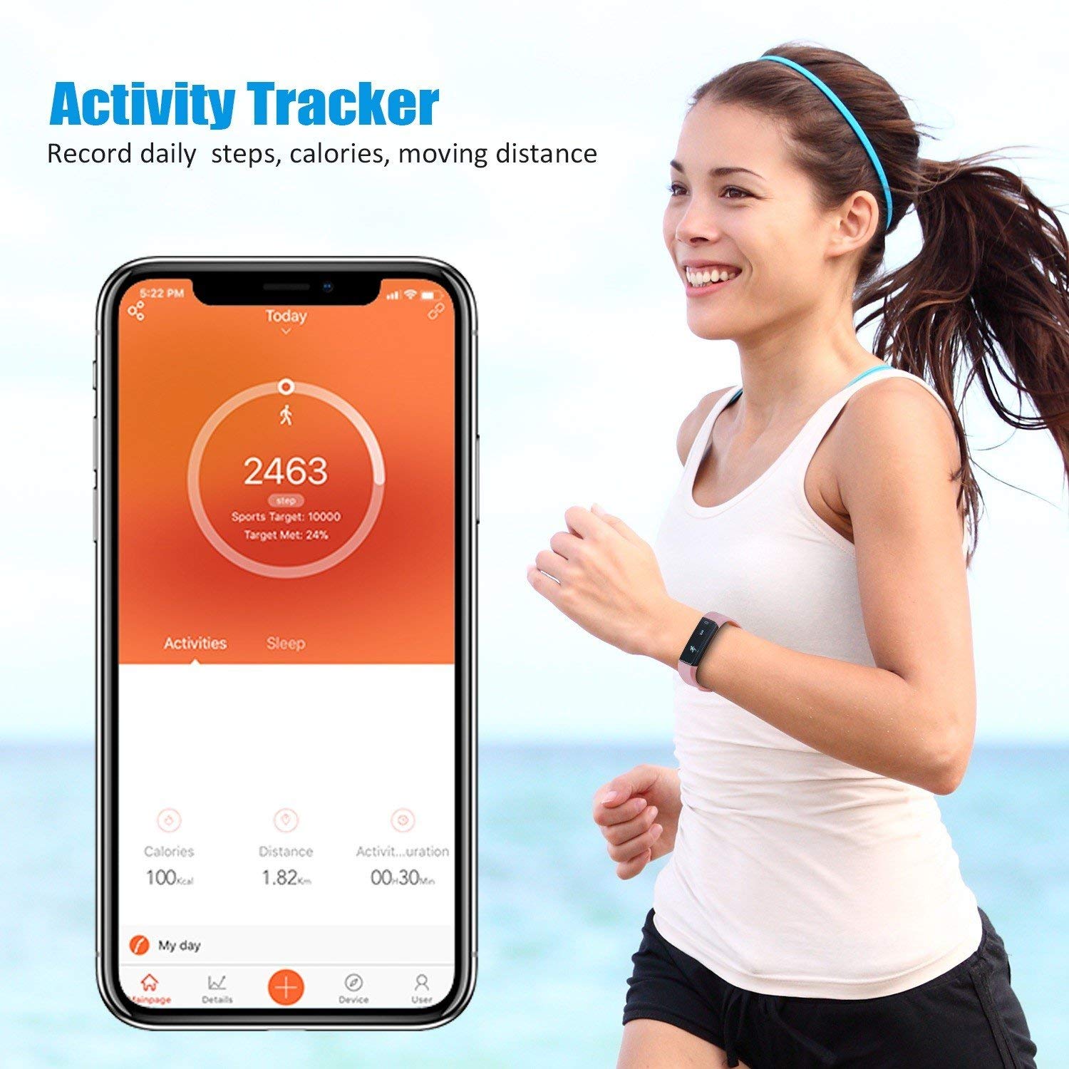 SmartFit Slim Activity Tracker – Sleep Monitor, Call Alerts & Free Extra Band
