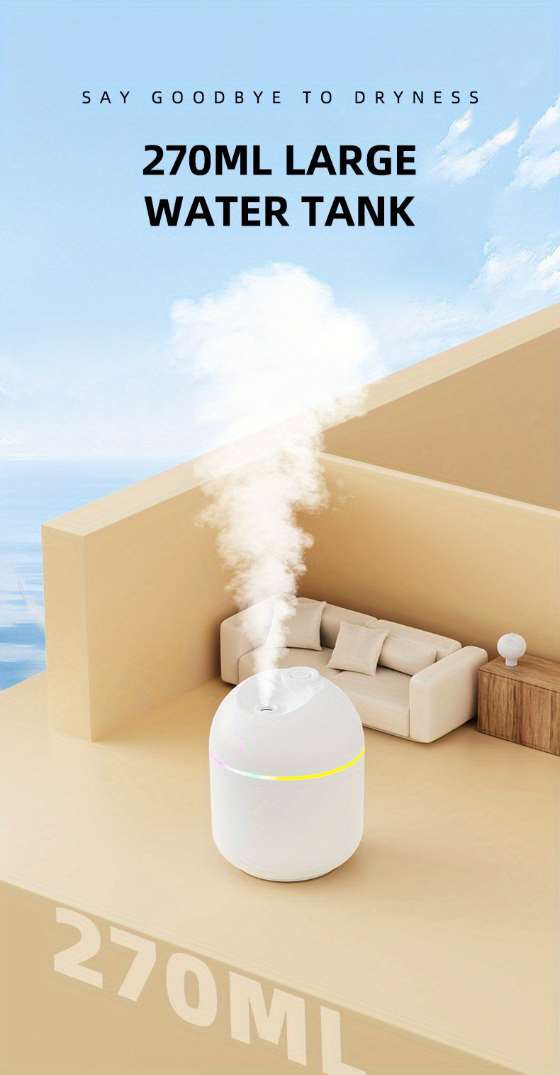 Mini USB Cool-Mist Humidifier with LED Light – 270 mL