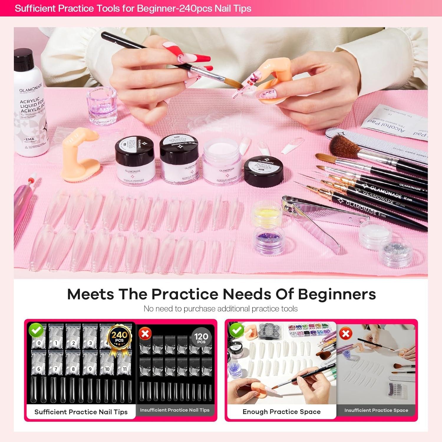 Acrylic Nail Kit for Beginners: Prep to Finish Home Practice DIY | Everything You Need for Beautiful First-Set Results, Smooth Application & Salon-Looking Nails