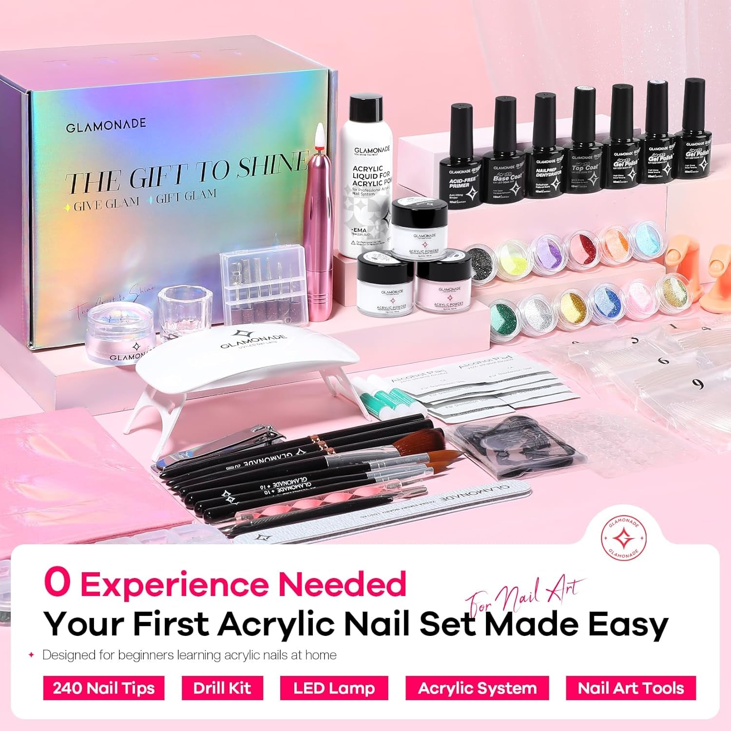 Acrylic Nail Kit for Beginners: Prep to Finish Home Practice DIY | Everything You Need for Beautiful First-Set Results, Smooth Application & Salon-Looking Nails