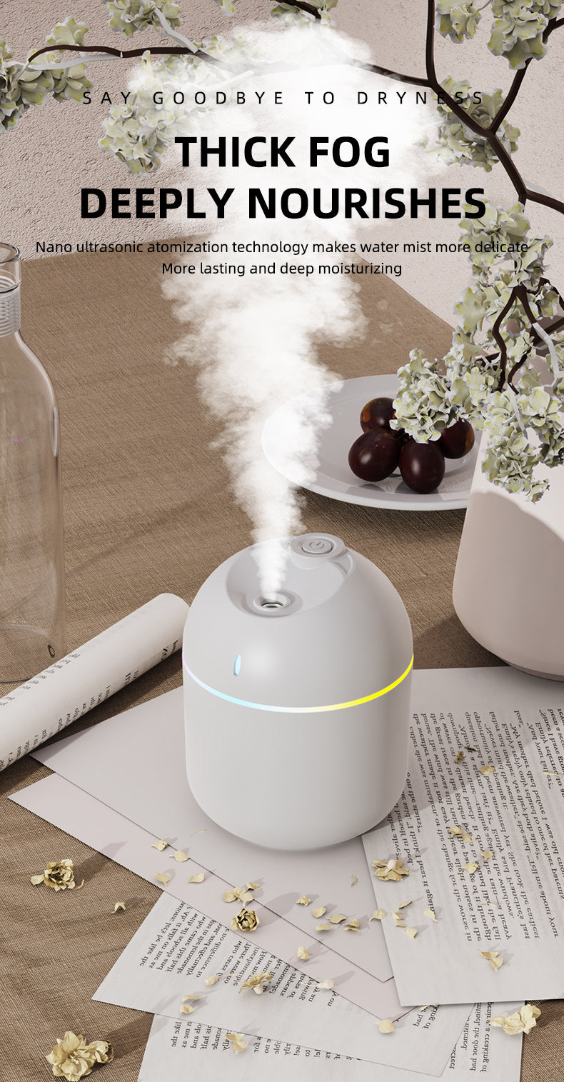 Mini USB Cool-Mist Humidifier with LED Light – 270 mL