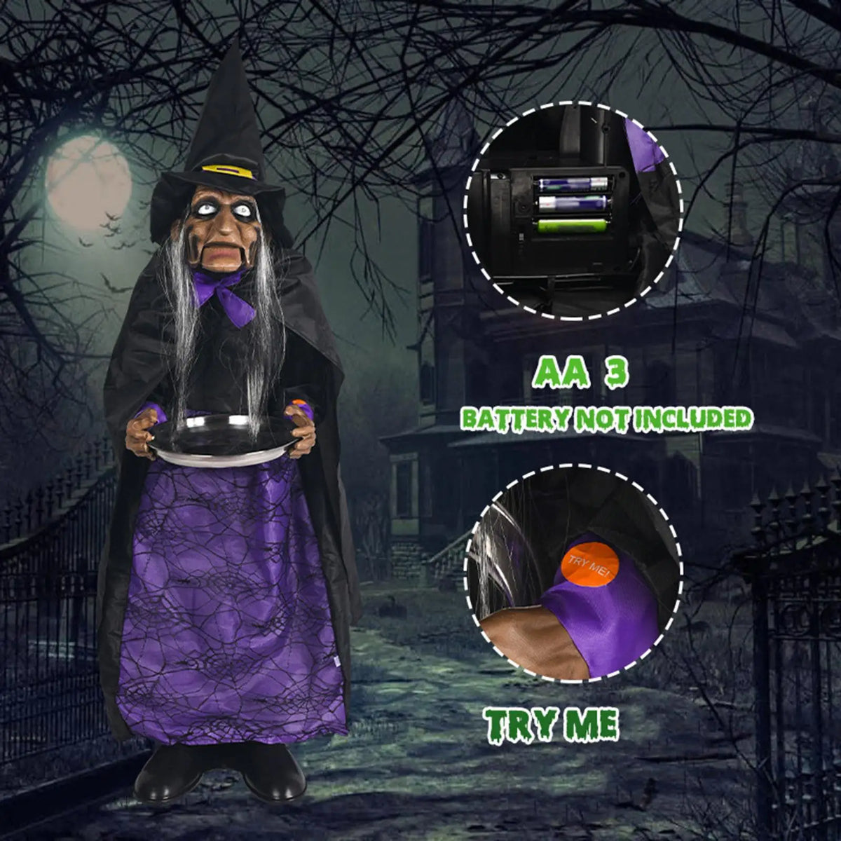 Animated Halloween Butler with Glowing Eyes