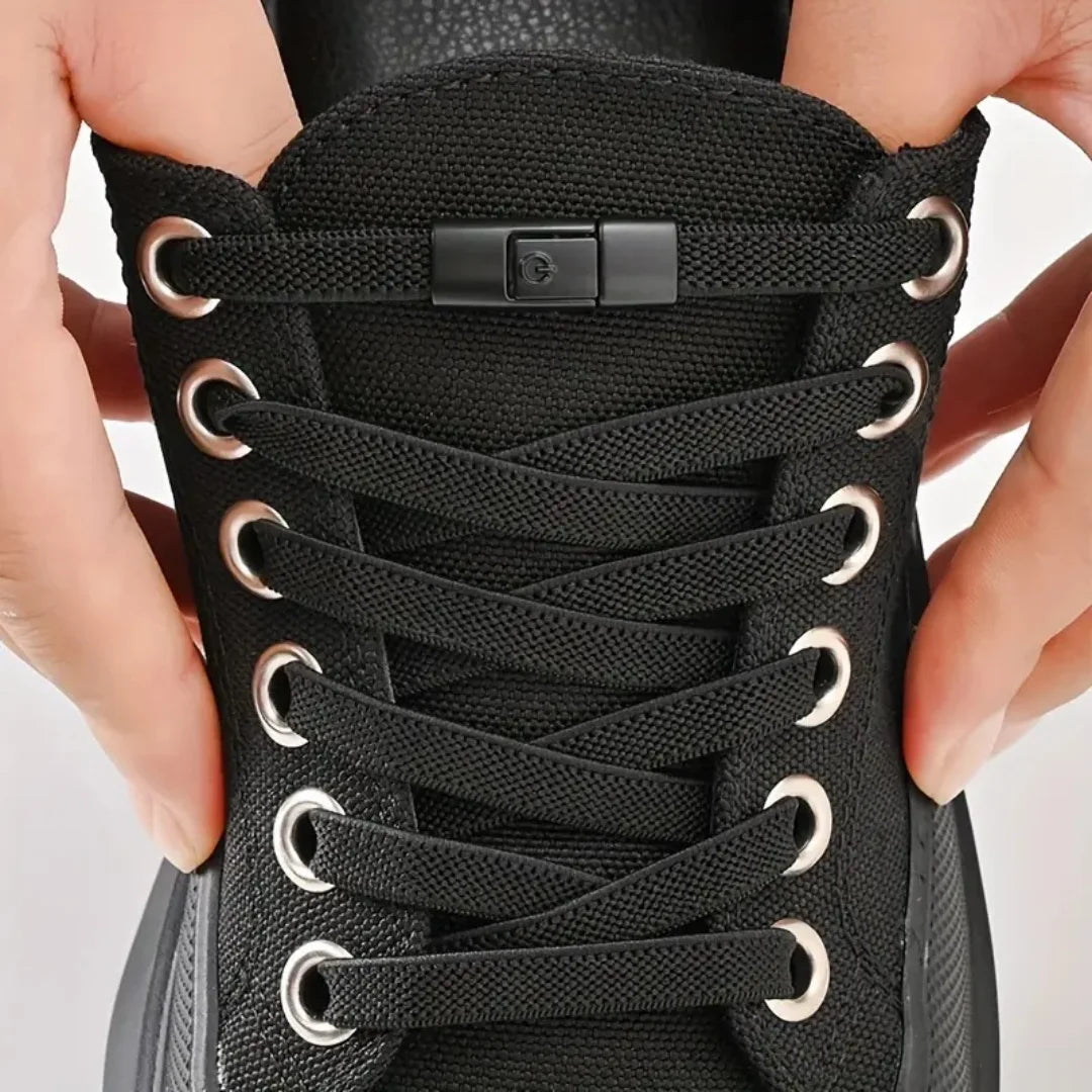 No-Tie Elastic Shoelaces with Press-Lock Buckles – 39.4 in (100 cm)