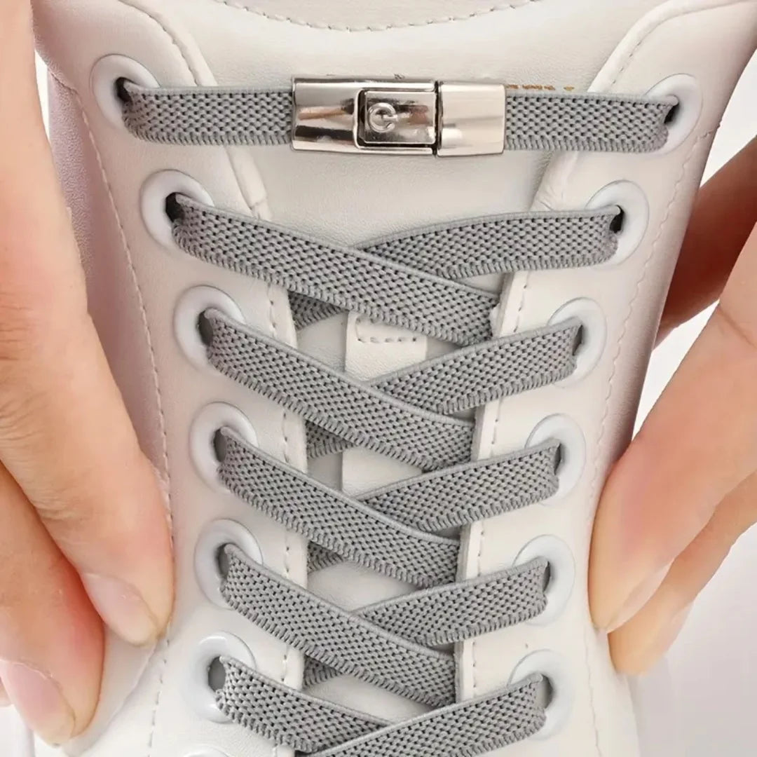 No-Tie Elastic Shoelaces with Press-Lock Buckles – 39.4 in (100 cm)