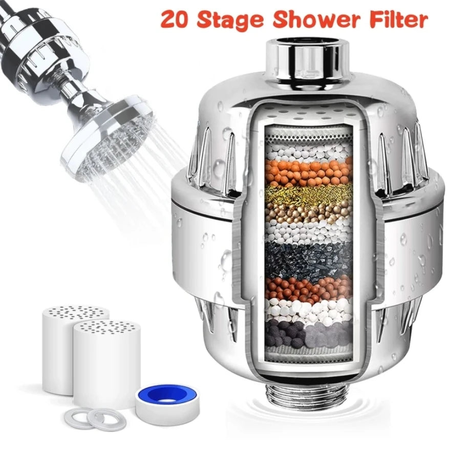 Shower Water Filter & Replacement Cartridges – Carbon, 15 & 20 Stage Options