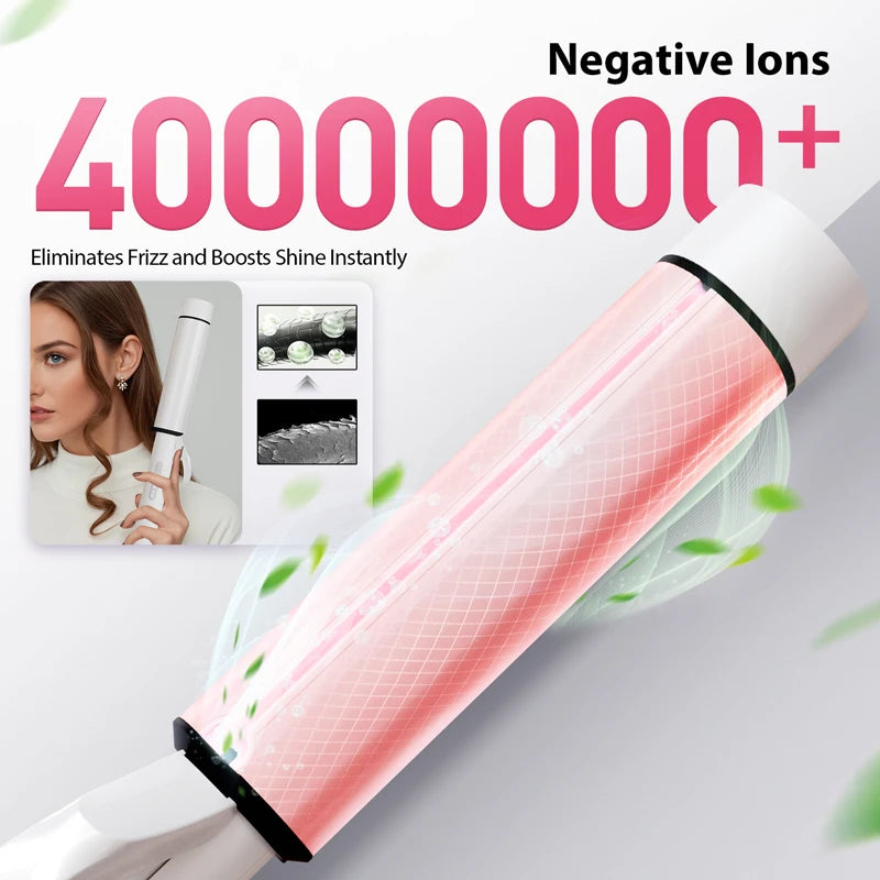 NOVUS 1.5" Extra Large Ceramic Curling Wand – 40M Negative Ions, 4 Heat Settings, Dual Voltage, for Long Hair, Includes 2 Clips & Glove