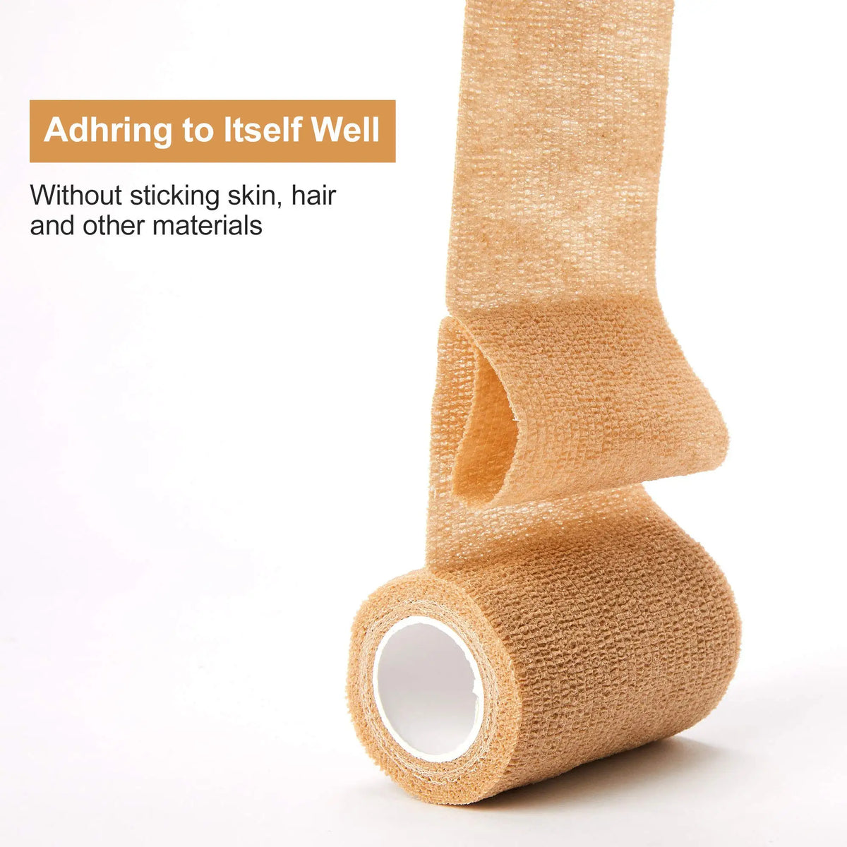 Self-Adhering Elastic Bandage Wrap – Beige, 5 yd Rolls