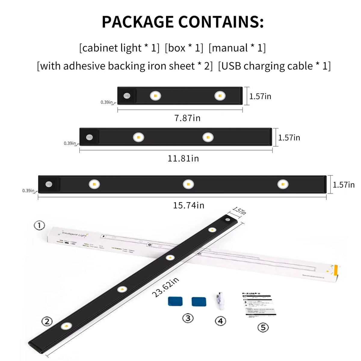 Rechargeable Motion-Sensor Cabinet Light with 3 White Tones