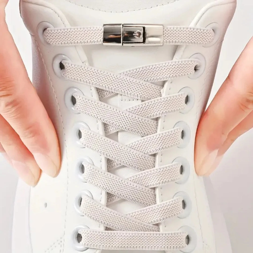 No-Tie Elastic Shoelaces with Press-Lock Buckles – 39.4 in (100 cm)