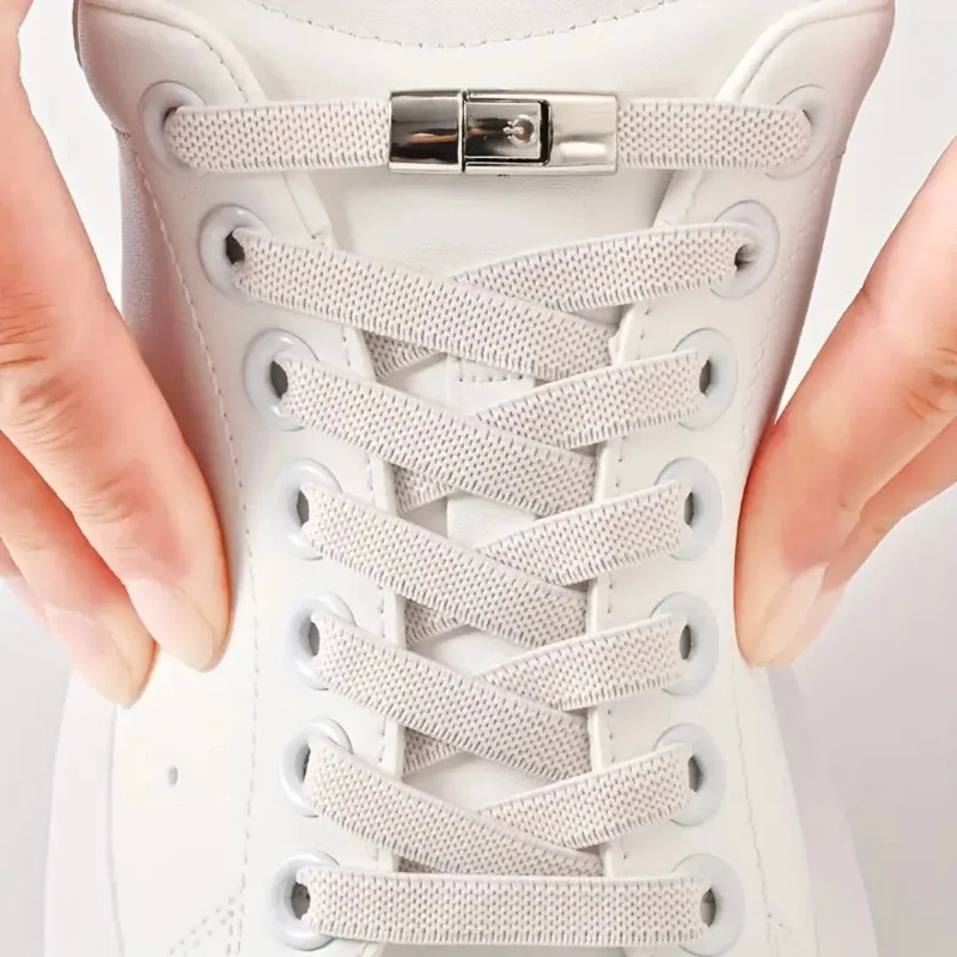 No-Tie Elastic Shoelaces with Press-Lock Buckles – 39.4 in (100 cm)