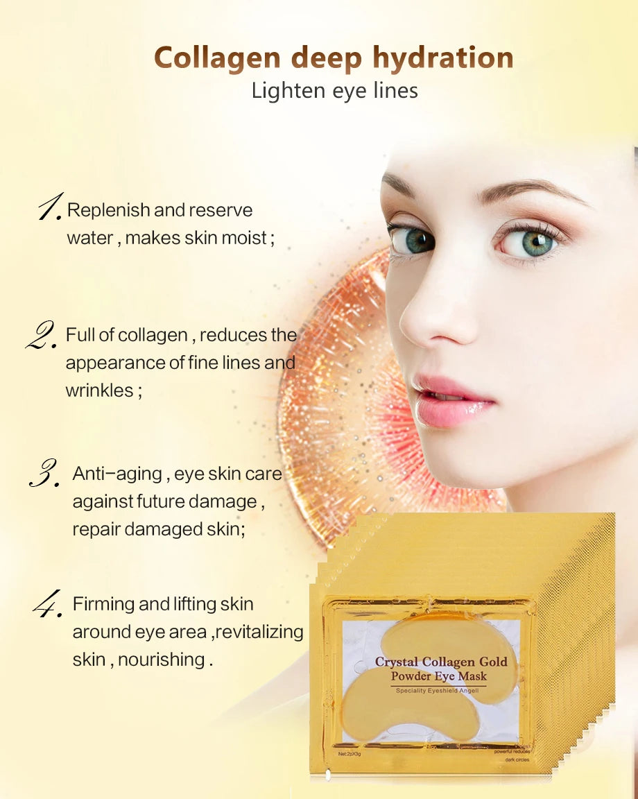 100pcs=50pairs Gold Collagen Eye Mask skincare Anti-Aging Anti Dark Circles Remove Puffiness Moisturizing Eye Patches Skin Care