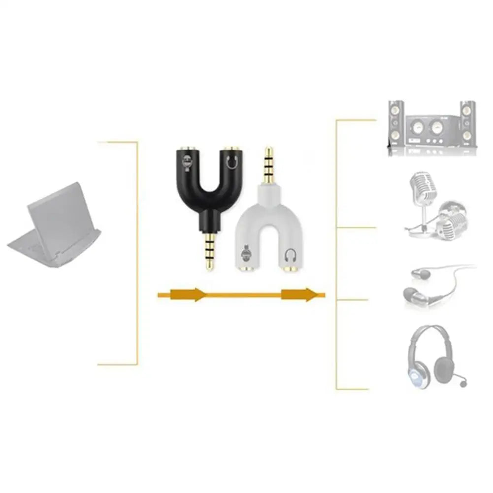 3.5mm Headphone & Microphone Splitter – U-Shaped Adapter