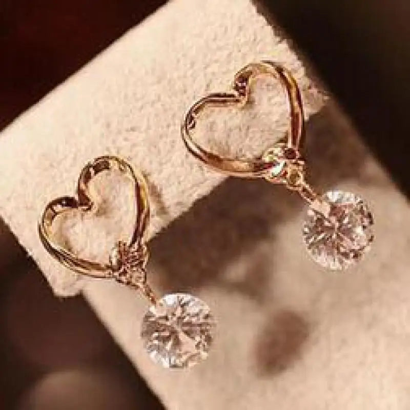 Gold-Tone Open Heart Drop Earrings