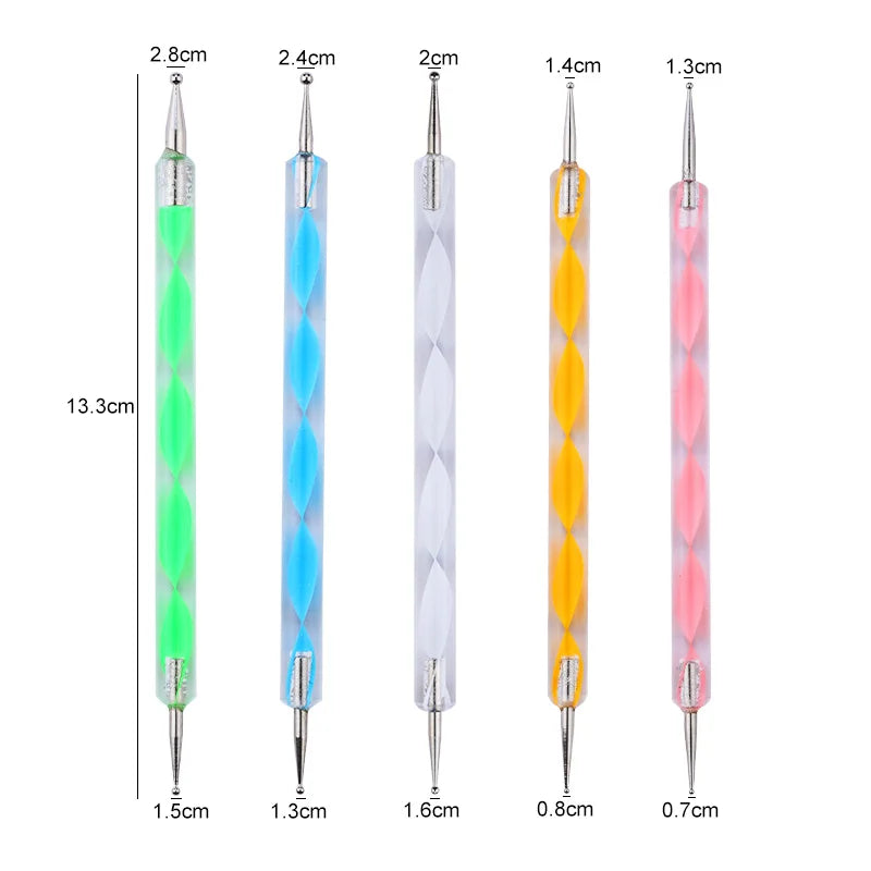 Nail Art Brush Set - Gradient, Liner & Dotting Pen Kit with Acrylic Handle for Gel Polish & Salon Manicure