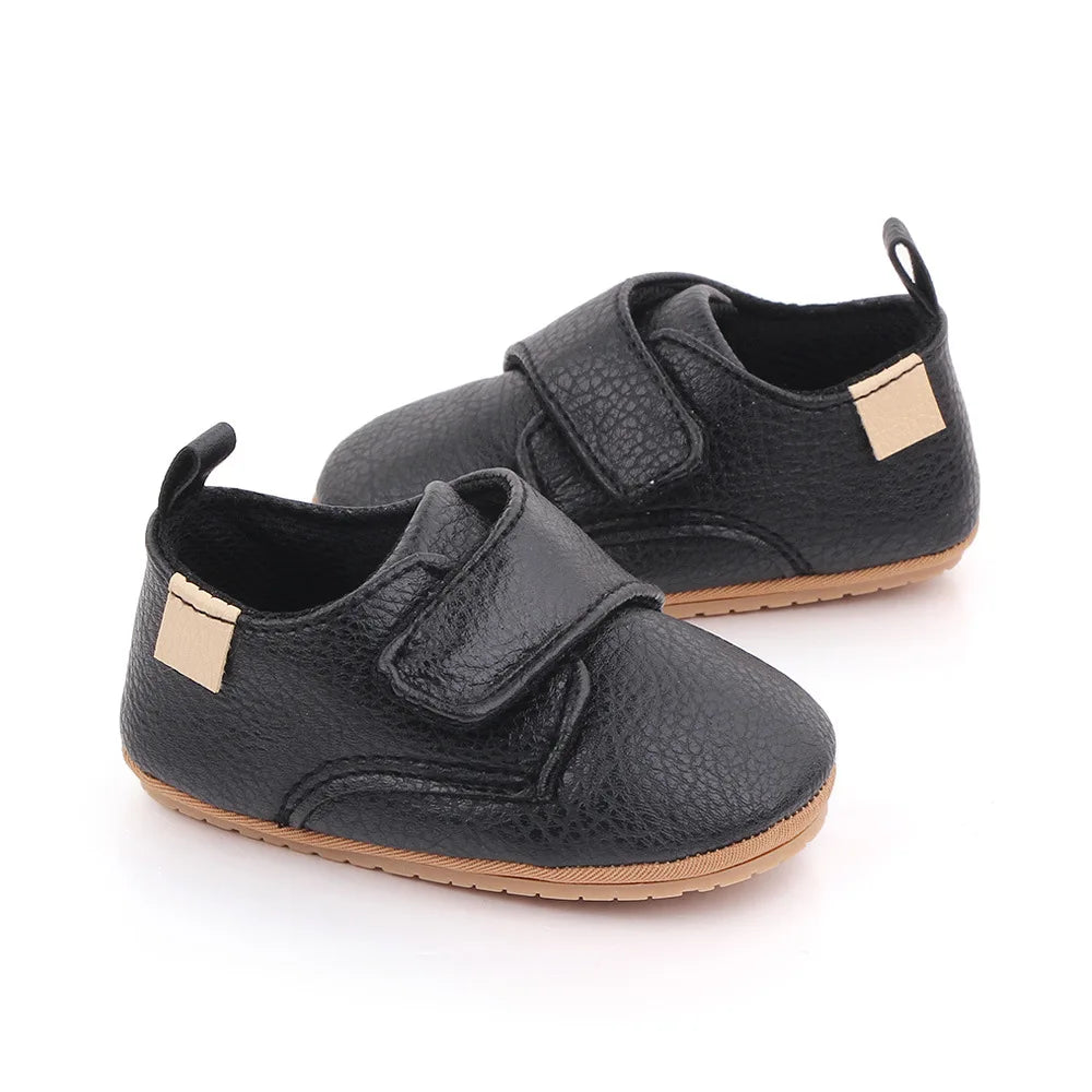 Meckior Newborn Baby Shoes Baby Boy Girl Shoes Classic Leather Rubber Sole Anti-slip Toddler First Walkers Infant Girl Shoes