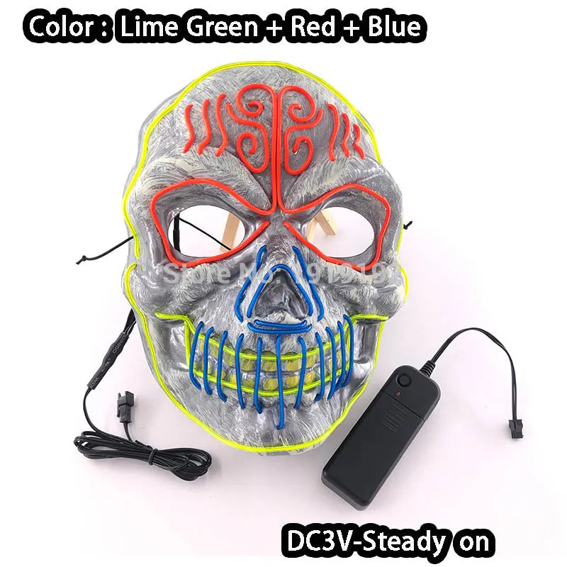 EL Light-Up Halloween Mask – 3 Lighting Modes