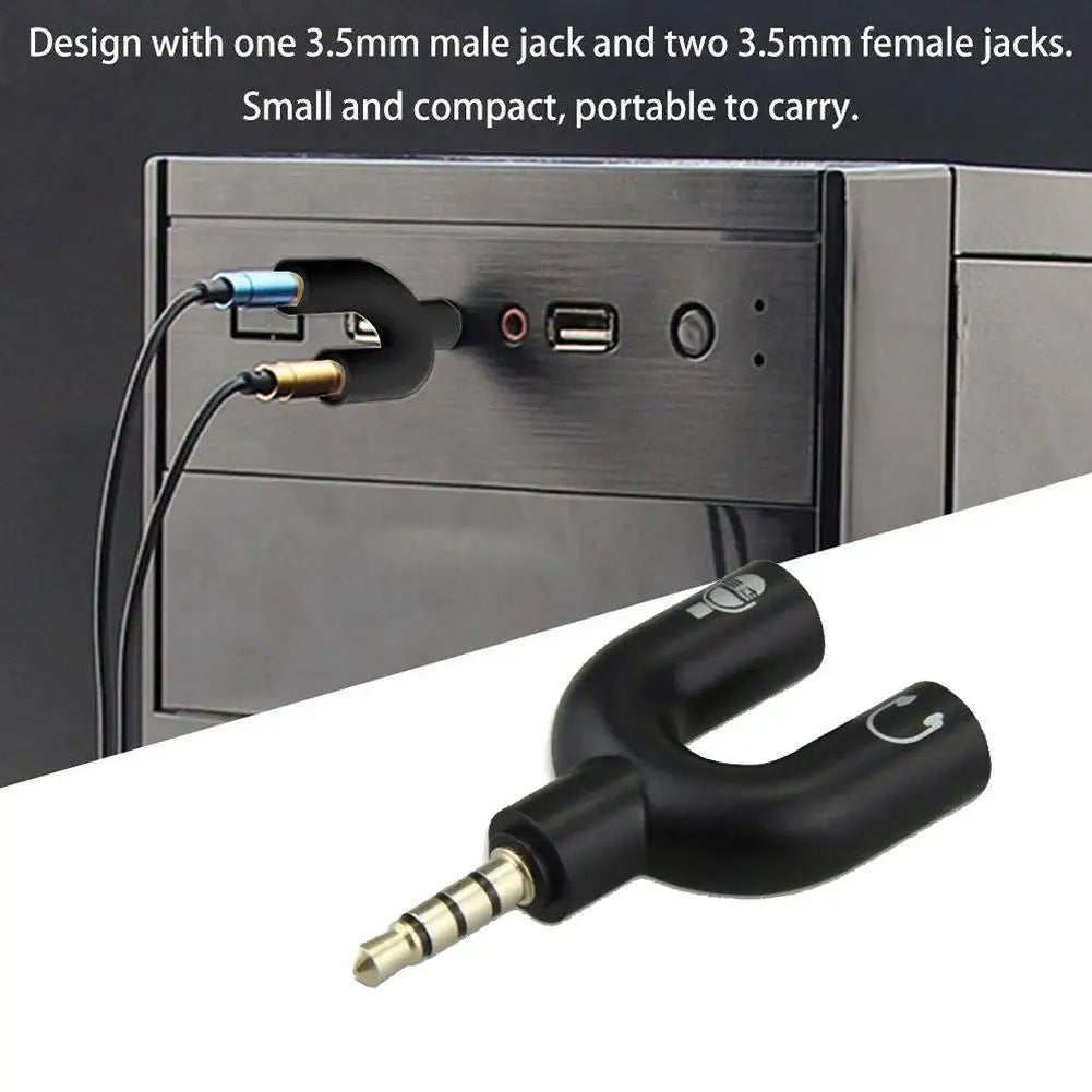 3.5mm Headphone & Microphone Splitter – U-Shaped Adapter