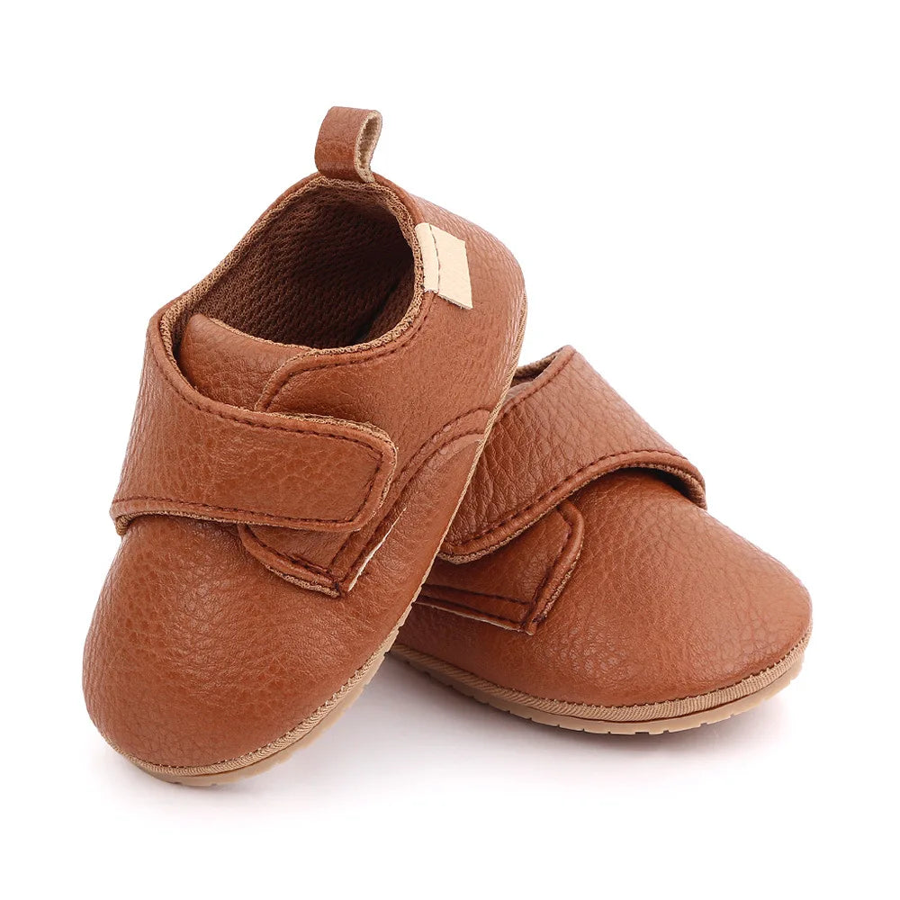Meckior Newborn Baby Shoes Baby Boy Girl Shoes Classic Leather Rubber Sole Anti-slip Toddler First Walkers Infant Girl Shoes