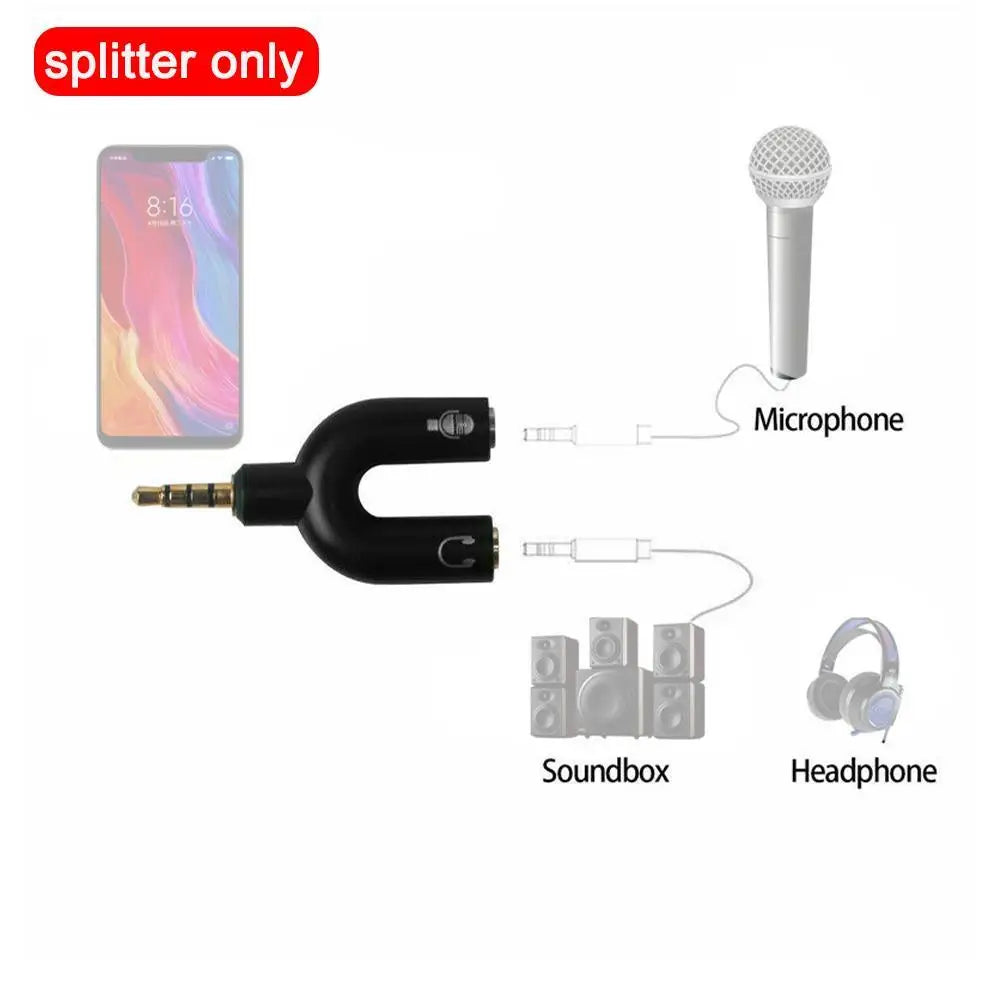3.5mm Headphone & Microphone Splitter – U-Shaped Adapter