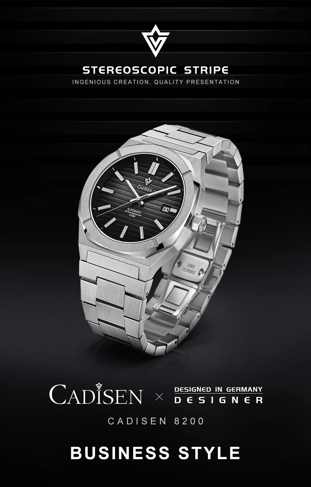 CADISEN C8200 Men’s Automatic Watch with Steel Bracelet