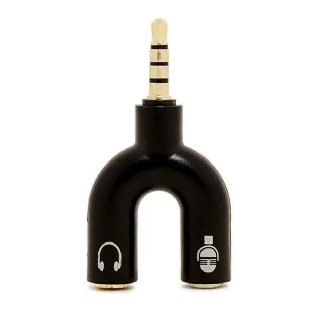 3.5mm Headphone & Microphone Splitter – U-Shaped Adapter