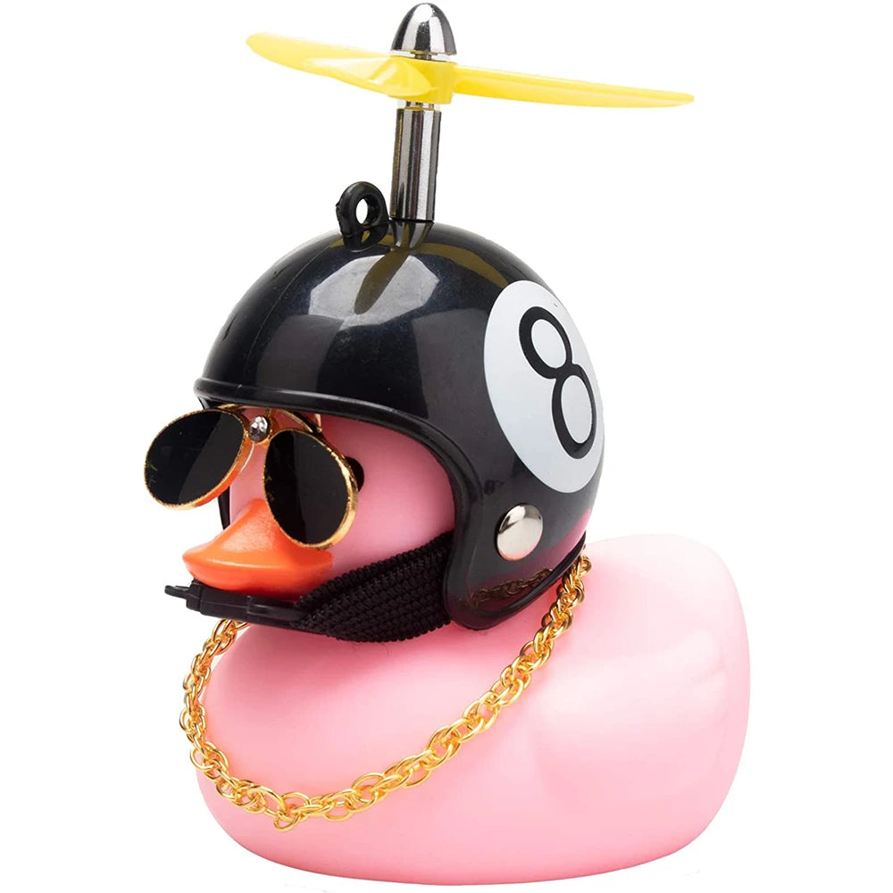 Hot Car Cute Little Pink Duck With Helmet Propeller Wind-breaking Wave-breaking Pink Bike Motorc Riding Auto Internal Decoration