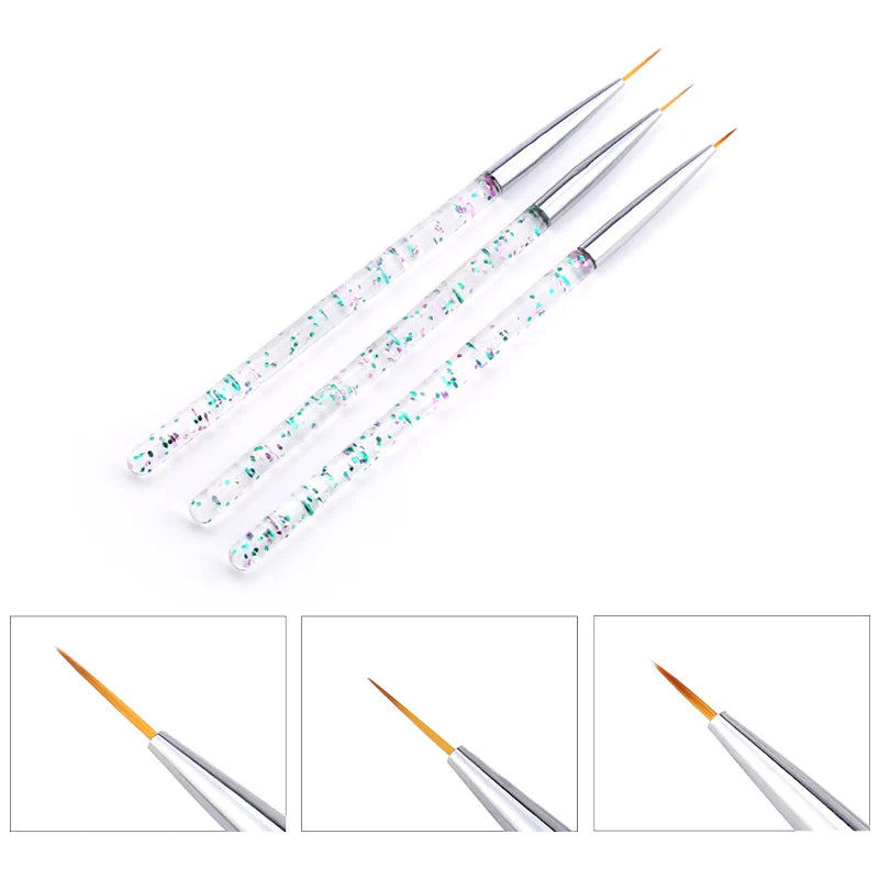 Nail Art Brush Set - Gradient, Liner & Dotting Pen Kit with Acrylic Handle for Gel Polish & Salon Manicure