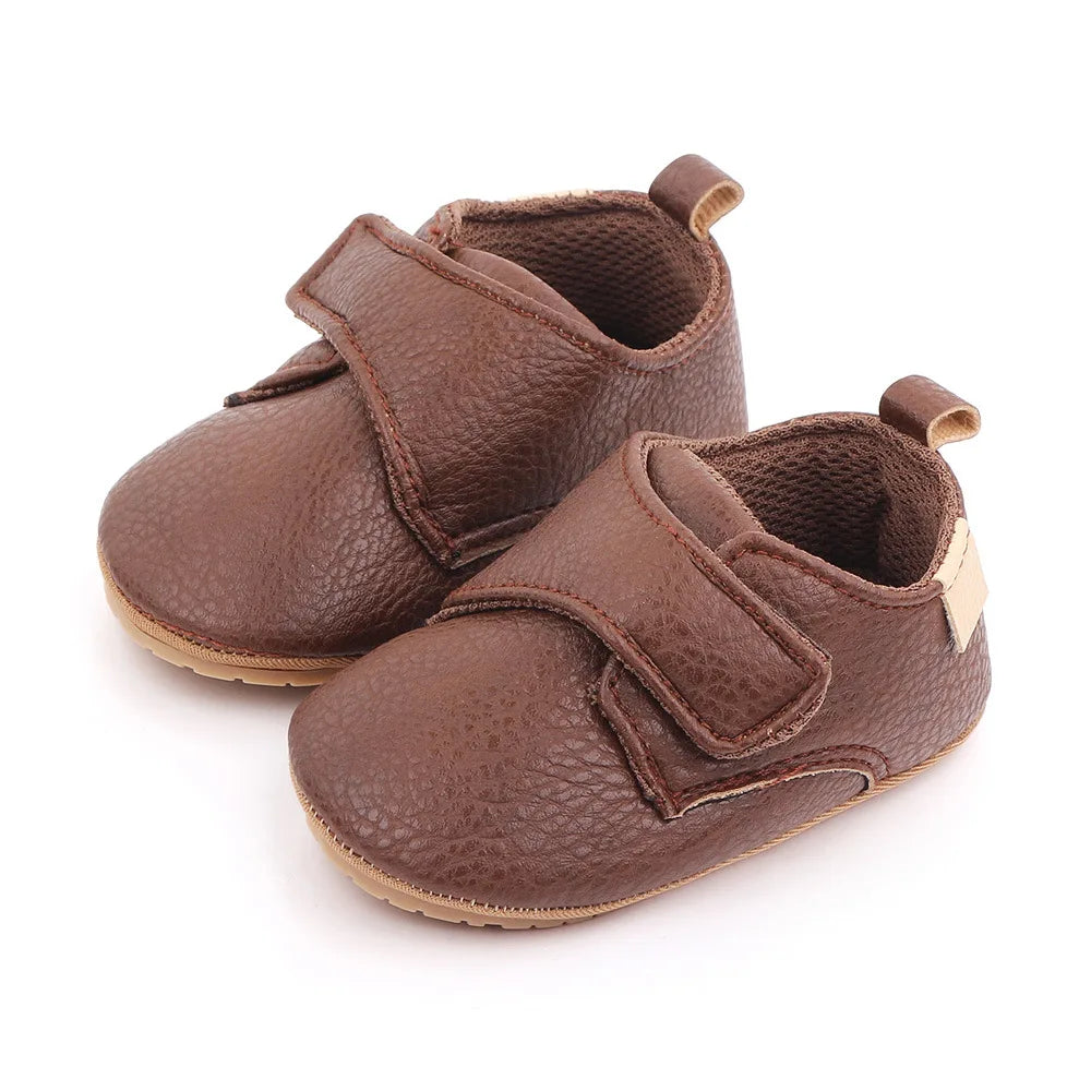 Meckior Newborn Baby Shoes Baby Boy Girl Shoes Classic Leather Rubber Sole Anti-slip Toddler First Walkers Infant Girl Shoes