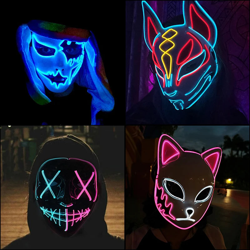 EL Light-Up Halloween Mask – 3 Lighting Modes