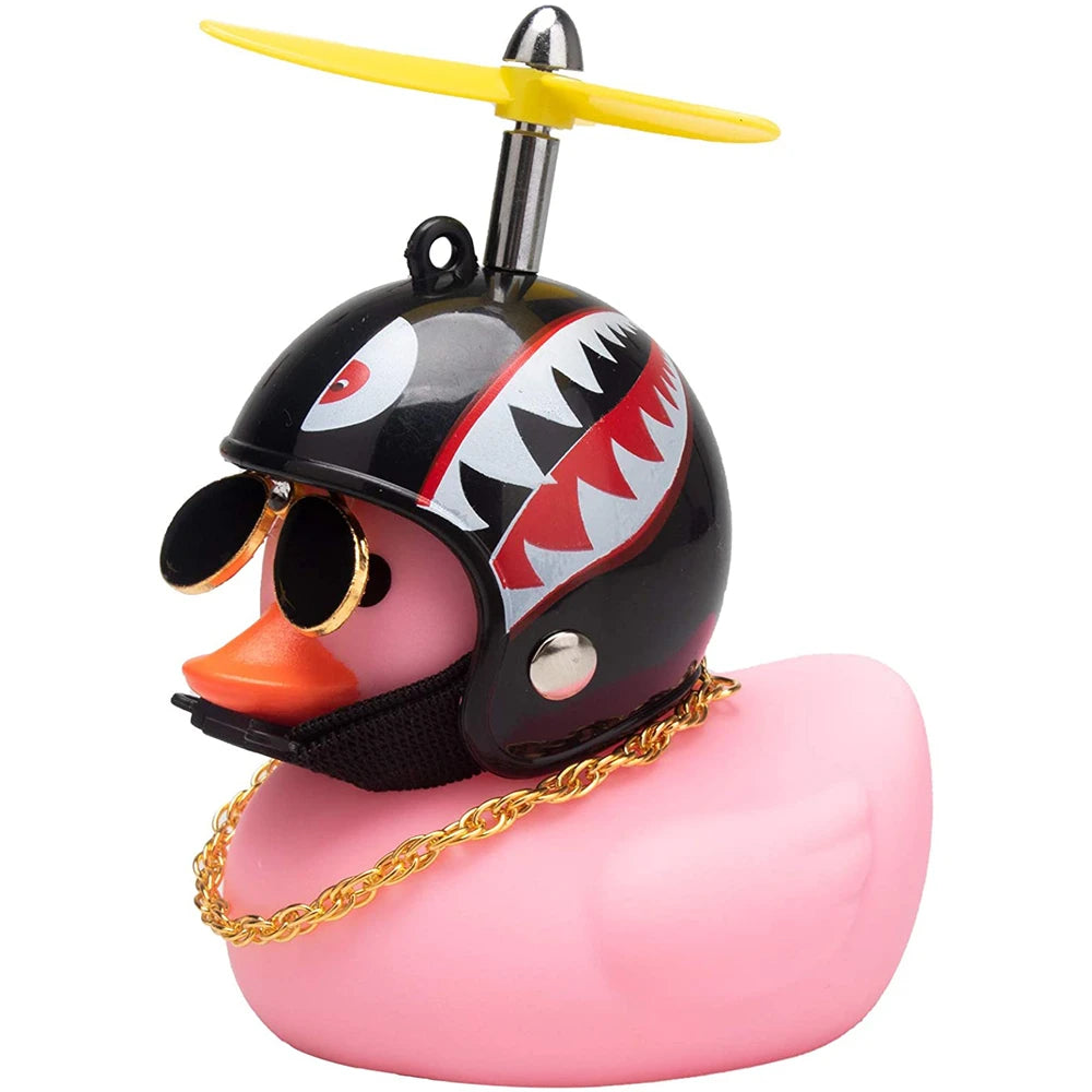 Hot Car Cute Little Pink Duck With Helmet Propeller Wind-breaking Wave-breaking Pink Bike Motorc Riding Auto Internal Decoration