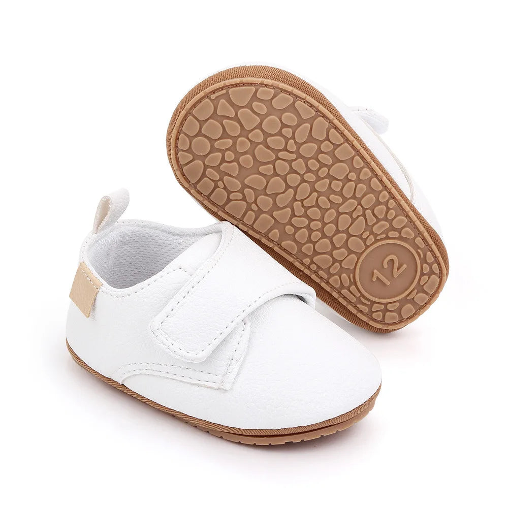 Meckior Newborn Baby Shoes Baby Boy Girl Shoes Classic Leather Rubber Sole Anti-slip Toddler First Walkers Infant Girl Shoes