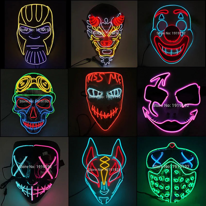 EL Light-Up Halloween Mask – 3 Lighting Modes