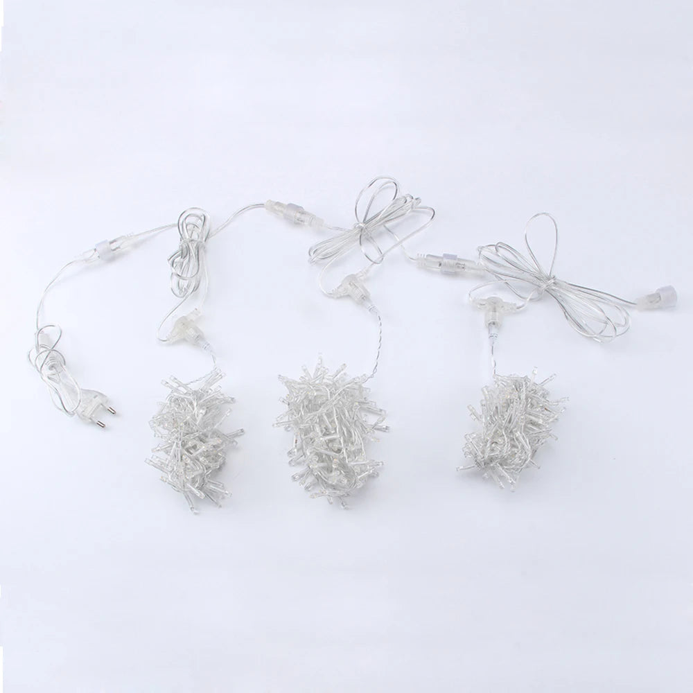 Warm White LED Firecracker Curtain Lights – Connectable, 3 Drops