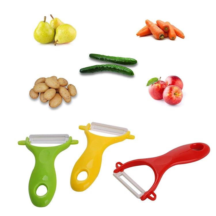 LMETJMA Keramikschäler 4 Farben Gemüse-Obstschäler Küchenkartoffel-Karotten-Gurkenschäler Schälküchenhelfer KC0113