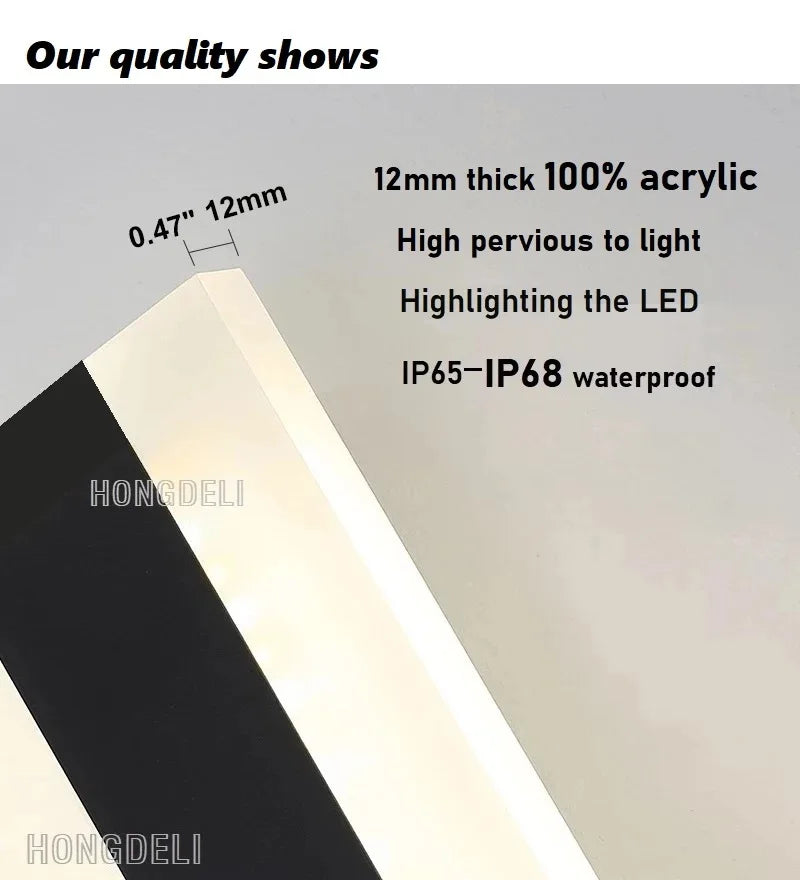 Modern Outdoor LED Wall Lamp – IP65 Waterproof, Dimmable, Multiple Sizes