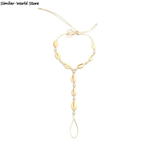 Adjustable Boho Beach Anklet – White