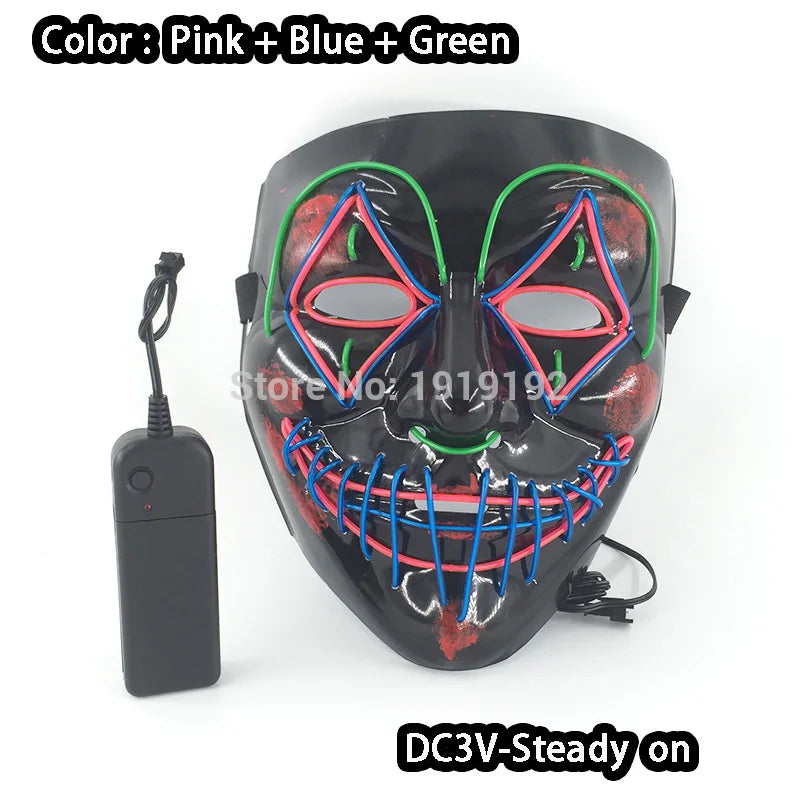 EL Light-Up Halloween Mask – 3 Lighting Modes