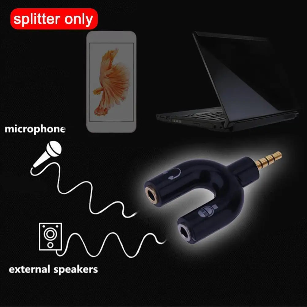 3.5mm Headphone & Microphone Splitter – U-Shaped Adapter