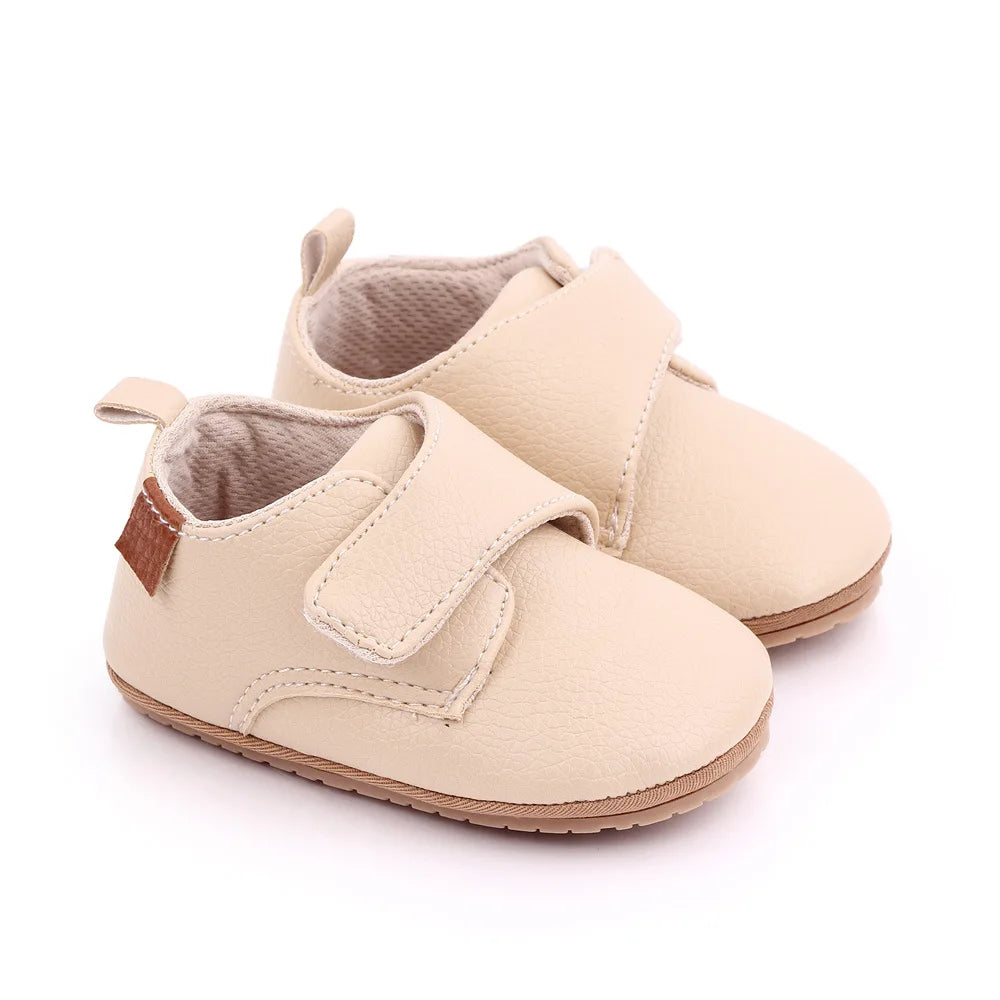 Meckior Newborn Baby Shoes Baby Boy Girl Shoes Classic Leather Rubber Sole Anti-slip Toddler First Walkers Infant Girl Shoes