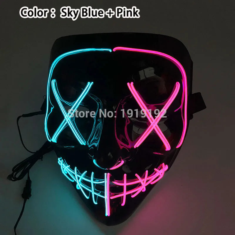 EL Light-Up Halloween Mask – 3 Lighting Modes