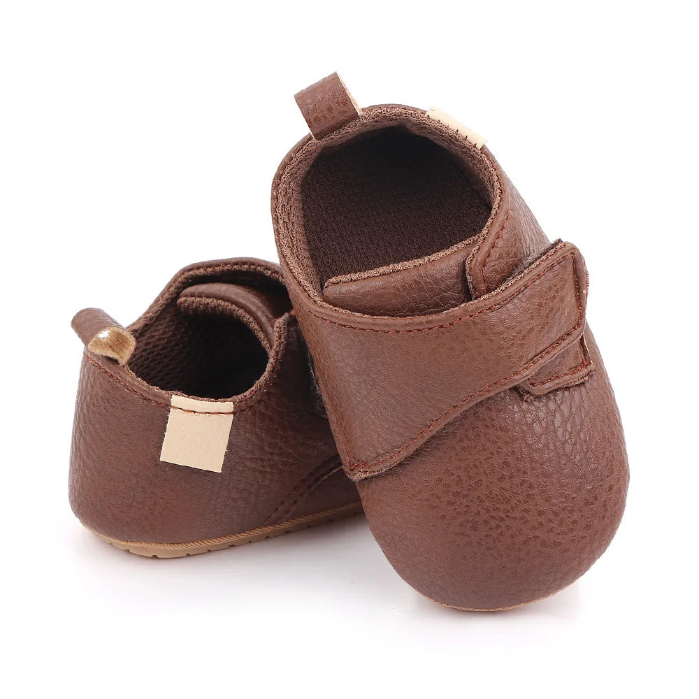 Meckior Newborn Baby Shoes Baby Boy Girl Shoes Classic Leather Rubber Sole Anti-slip Toddler First Walkers Infant Girl Shoes