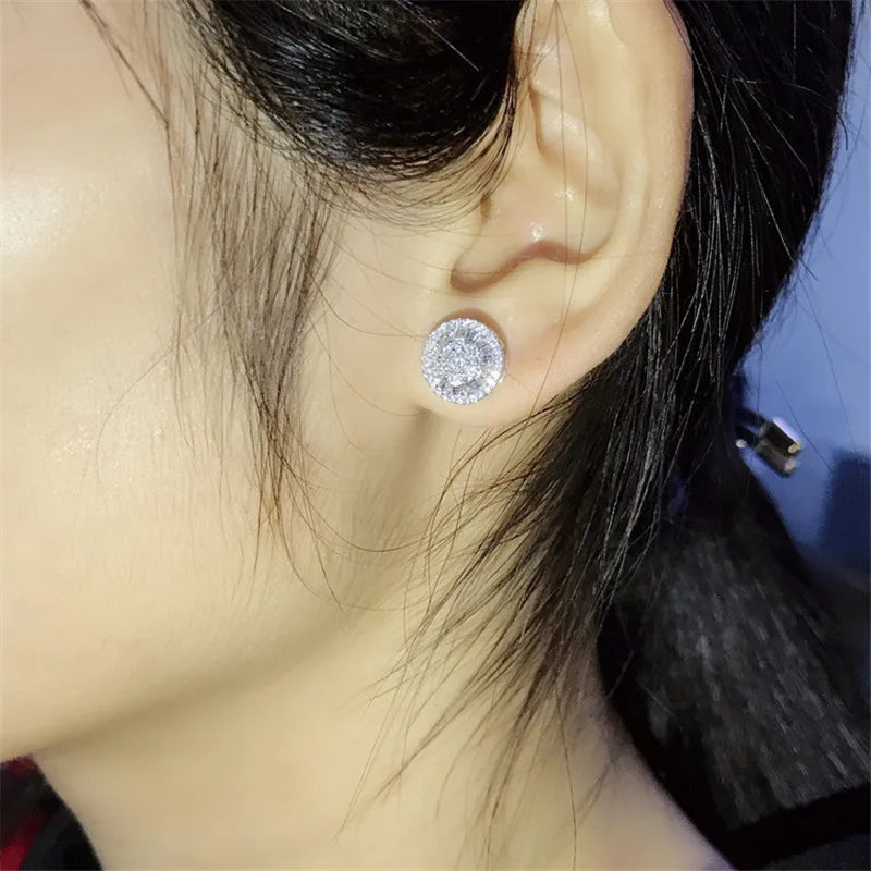 Silver-Tone Halo Cluster Stud Earrings