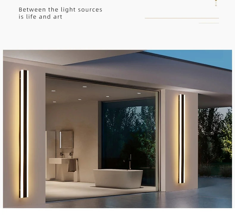 Modern Outdoor LED Wall Lamp – IP65 Waterproof, Dimmable, Multiple Sizes