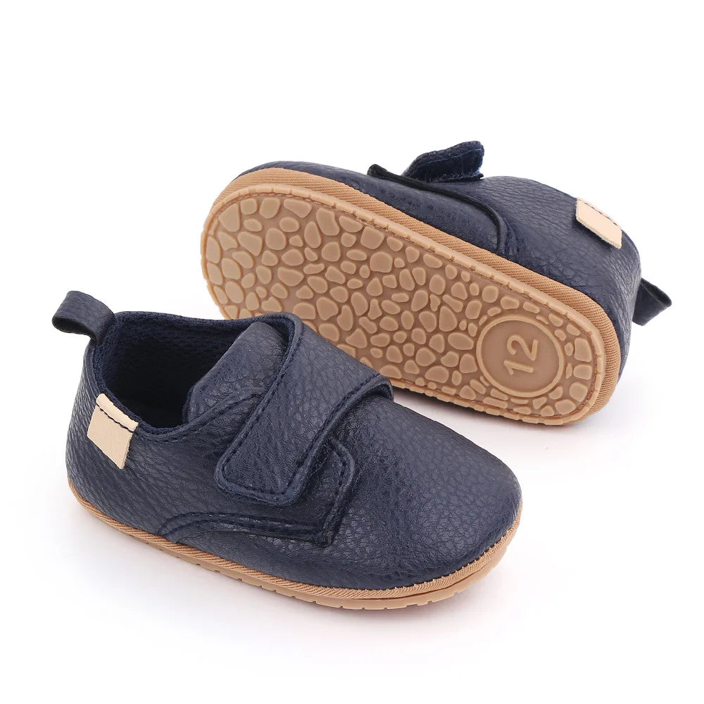 Meckior Newborn Baby Shoes Baby Boy Girl Shoes Classic Leather Rubber Sole Anti-slip Toddler First Walkers Infant Girl Shoes