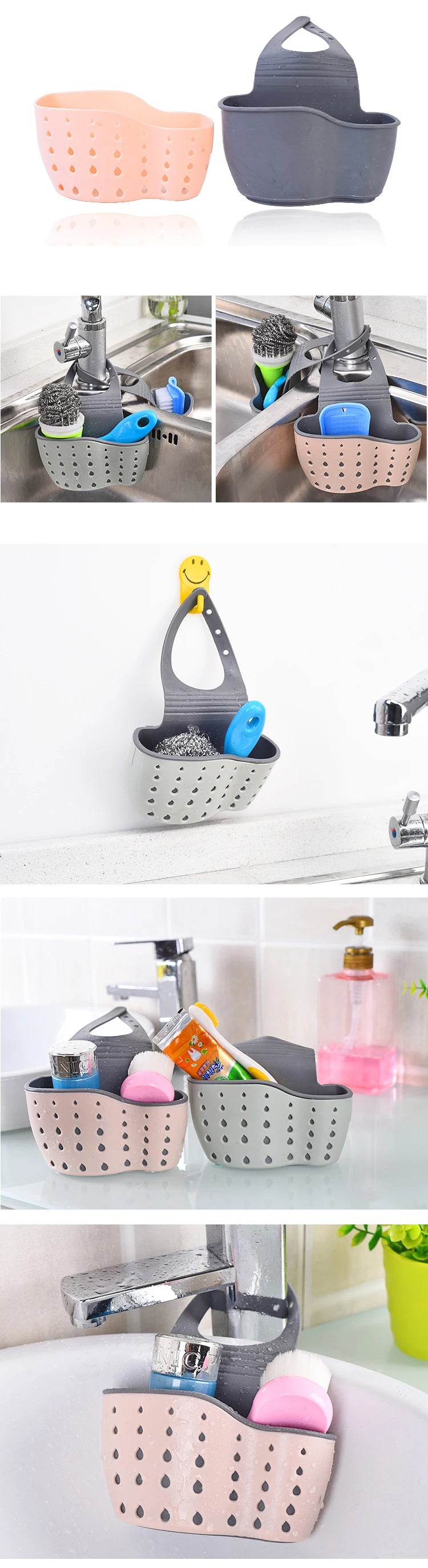 Adjustable Hanging Sink Caddy for Sponges & Soap