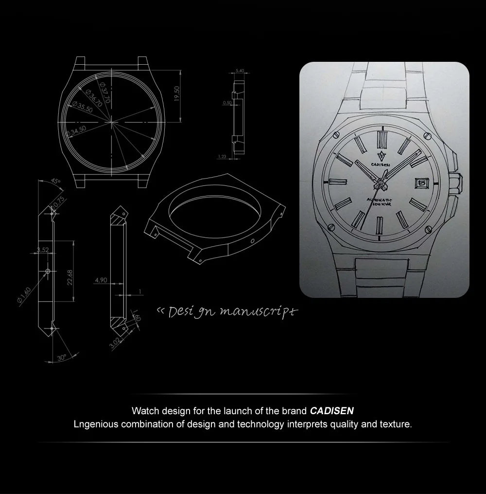 CADISEN C8200 Men’s Automatic Watch with Steel Bracelet