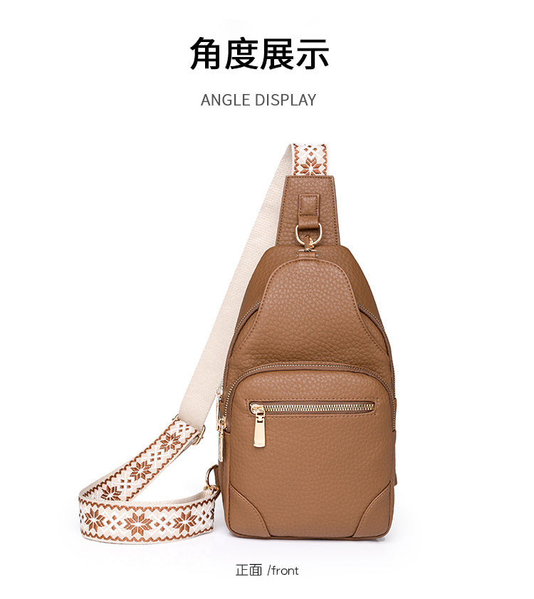 Cross-border Women's Chest Bag Soft Leather Fashion New Chest Crossbody Bag 2024 All-match Outgoing Backpack Casual Shoulder Bag