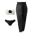 2025 European and American Color Matching Sexy New Rose Three-Piece Mesh Long Skirt Swimsuit Swimsuit Bikini Bikini